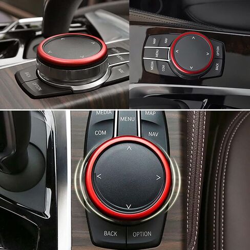 Xotic Tech Center Console Multimedia Control Idrive Controller Cover Cover Cover Trim متوافق مع BMW 1 2 3 4 5 6 7 Series X3 X4 X6 X6 2011 (3D JDM Red Aluminium) in Kuwait