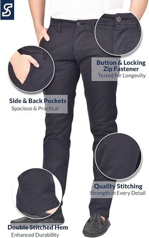 Soroor Slim Fit Chinos Pants Men - Stylish Mens Chinos Pants, Smart Casual Mens Khaki Pants | Stretch Twill Cotton Men Chino in Kuwait