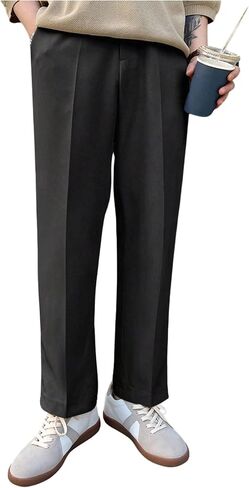GORGLITTER Men's Dress Pants Straight Leg Pleated Office Slacks Business Casual Pants in Saudi Arabia