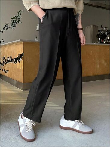 GORGLITTER Men's Dress Pants Straight Leg Pleated Office Slacks Business Casual Pants in Saudi Arabia
