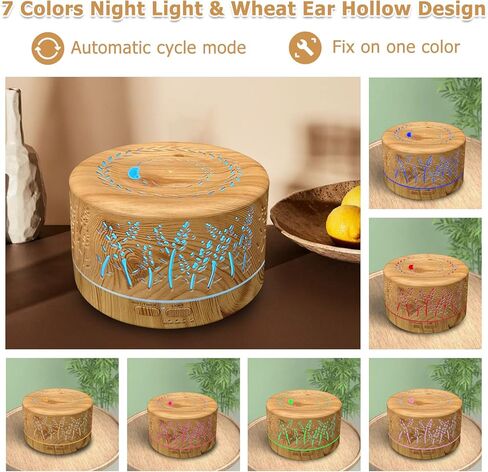 Diffusers for Essential Oils Large Room 600ml,Essential Oil Diffusers for Home with R/C,Cool Mist Humidifier,7 Colors Lights & 3 Mist Mode Waterless Auto Off for Office in Kuwait