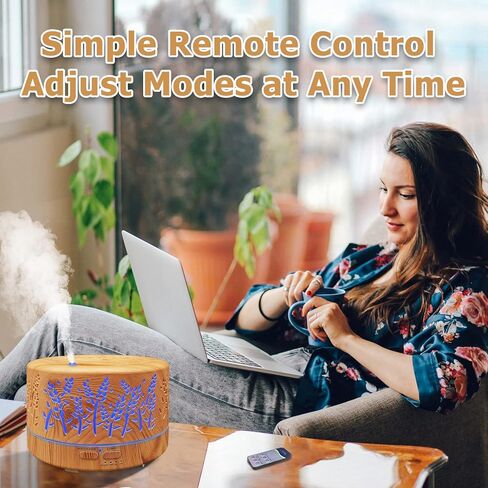 Diffusers for Essential Oils Large Room 600ml,Essential Oil Diffusers for Home with R/C,Cool Mist Humidifier,7 Colors Lights & 3 Mist Mode Waterless Auto Off for Office in Kuwait