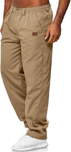 Mens Casual Jogger Pants Drawstring Elastic Chino Pants Classic Fit Lightweight Comfy Hiking Cargo Pants in Kuwait