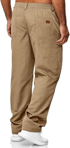 Mens Casual Jogger Pants Drawstring Elastic Chino Pants Classic Fit Lightweight Comfy Hiking Cargo Pants in Kuwait
