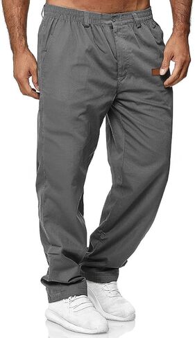 Mens Casual Jogger Pants Drawstring Elastic Chino Pants Classic Fit Lightweight Comfy Hiking Cargo Pants in Kuwait