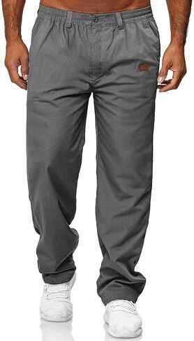 Mens Casual Jogger Pants Drawstring Elastic Chino Pants Classic Fit Lightweight Comfy Hiking Cargo Pants in Kuwait