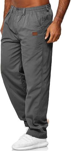 Mens Casual Jogger Pants Drawstring Elastic Chino Pants Classic Fit Lightweight Comfy Hiking Cargo Pants in Kuwait