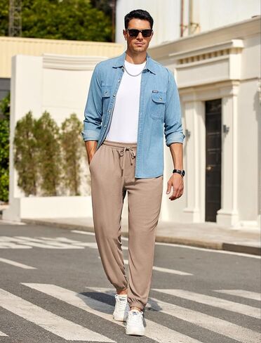 COOFANDY Men's Waffle Jogger Lightweight Drawstring Casual Pants Slim Fit Jogger Sweatpants with Pockets in Saudi Arabia