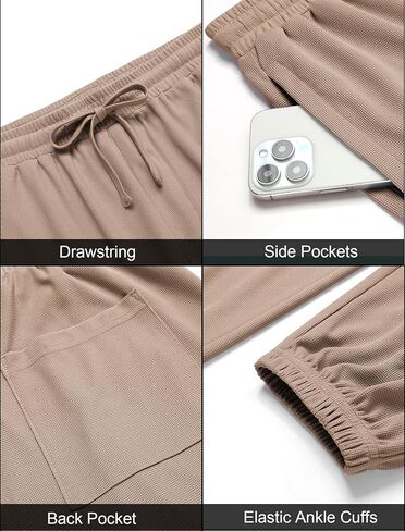 COOFANDY Men's Waffle Jogger Lightweight Drawstring Casual Pants Slim Fit Jogger Sweatpants with Pockets in Saudi Arabia