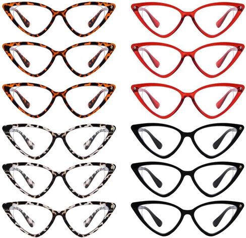 CessBlu 12 Pack Cateye Reading Glasses for Women Spring Hinges Stylish Readers +0.50 in Kuwait