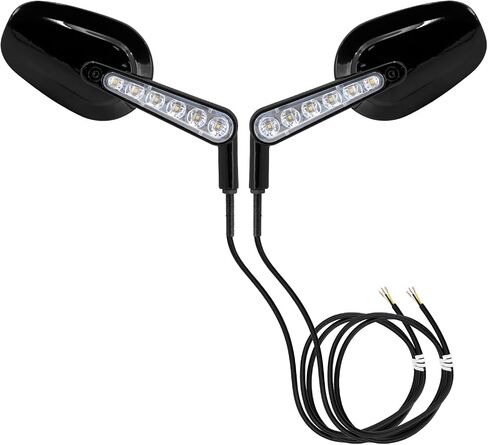 Motorcycle Muscle Rear View Mirrors with LED Turn Signals Running Light Fit For Harley VROD V-Rod VRSCF Road King Sportster (Gloss Black Clear Lens) in Saudi Arabia