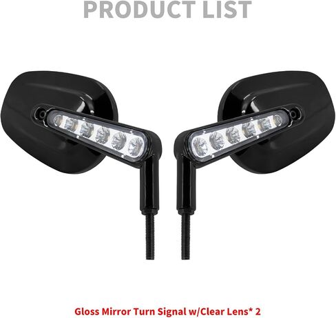Motorcycle Muscle Rear View Mirrors with LED Turn Signals Running Light Fit For Harley VROD V-Rod VRSCF Road King Sportster (Gloss Black Clear Lens) in Saudi Arabia