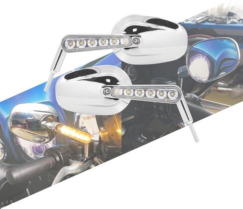 Motorcycle Muscle Rear View Mirrors with LED Turn Signals Running Light Fit For Harley VROD V-Rod VRSCF Road King Sportster (Gloss Black Clear Lens) in Saudi Arabia