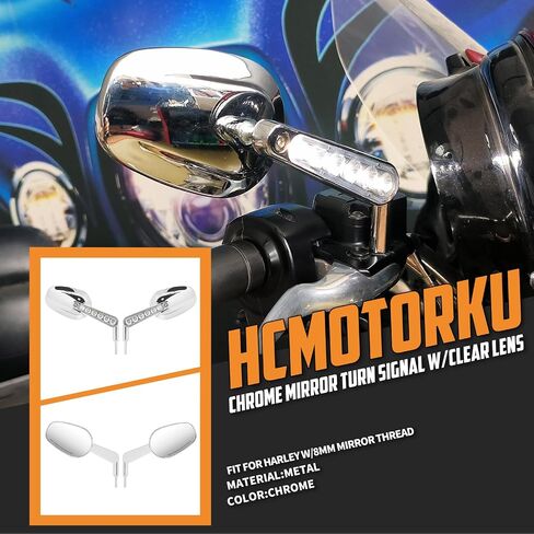 Motorcycle Muscle Rear View Mirrors with LED Turn Signals Running Light Fit For Harley VROD V-Rod VRSCF Road King Sportster (Gloss Black Clear Lens) in Saudi Arabia