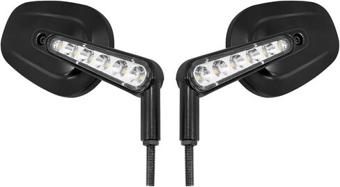 Motorcycle Muscle Rear View Mirrors with LED Turn Signals Running Light Fit For Harley VROD V-Rod VRSCF Road King Sportster (Gloss Black Clear Lens) in Saudi Arabia