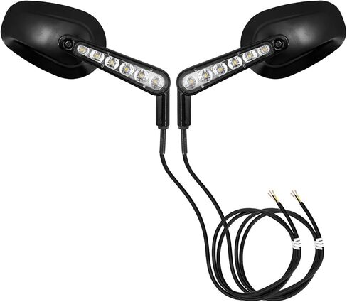 Motorcycle Muscle Rear View Mirrors with LED Turn Signals Running Light Fit For Harley VROD V-Rod VRSCF Road King Sportster (Gloss Black Clear Lens) in Saudi Arabia