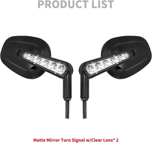 Motorcycle Muscle Rear View Mirrors with LED Turn Signals Running Light Fit For Harley VROD V-Rod VRSCF Road King Sportster (Gloss Black Clear Lens) in Saudi Arabia
