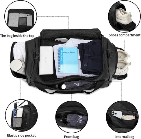 Gym Duffle Bags for men and women, large duffle bag for Travel, Weekend Overnight bag with shoe compartment & wet pocket, water resistant sports duffle bag gymbag in Saudi Arabia