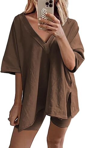 Peaceglad 2 Piece Outfits for Women Oversized Reversible Biker Short Sets Hot Shot Set Tracksuit in Saudi Arabia