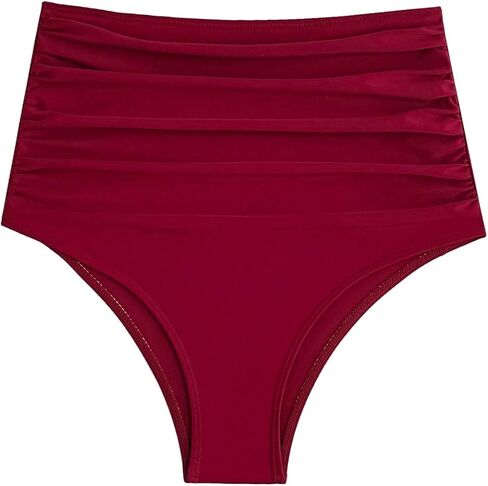 Verdusa Women's High Waist Bikini Bottoms Ruched Tummy Control Bathing Suit Bottoms in Saudi Arabia