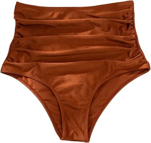 Verdusa Women's High Waist Bikini Bottoms Ruched Tummy Control Bathing Suit Bottoms in Saudi Arabia