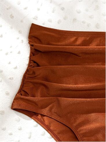 Verdusa Women's High Waist Bikini Bottoms Ruched Tummy Control Bathing Suit Bottoms in Saudi Arabia