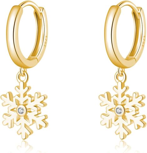 SLUYNZ Sterling Silver Snowflake Hoop Earrings for Women Teens Christmas Snowflake Hoop Earrings Drop in Saudi Arabia