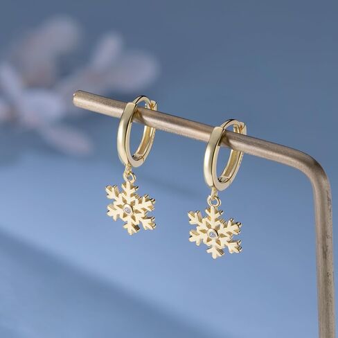 SLUYNZ Sterling Silver Snowflake Hoop Earrings for Women Teens Christmas Snowflake Hoop Earrings Drop in Saudi Arabia