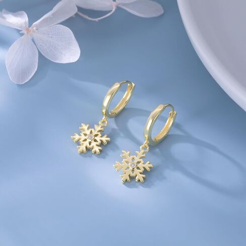 SLUYNZ Sterling Silver Snowflake Hoop Earrings for Women Teens Christmas Snowflake Hoop Earrings Drop in Saudi Arabia