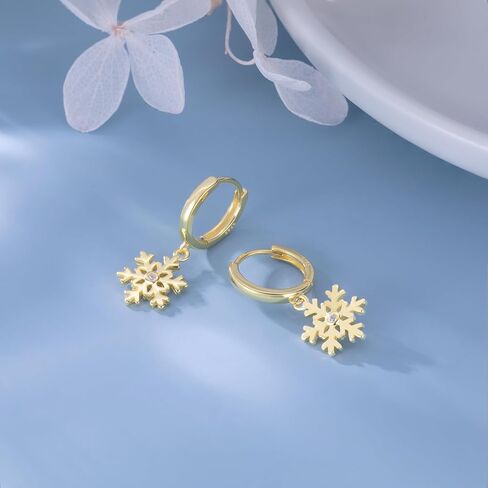 SLUYNZ Sterling Silver Snowflake Hoop Earrings for Women Teens Christmas Snowflake Hoop Earrings Drop in Saudi Arabia