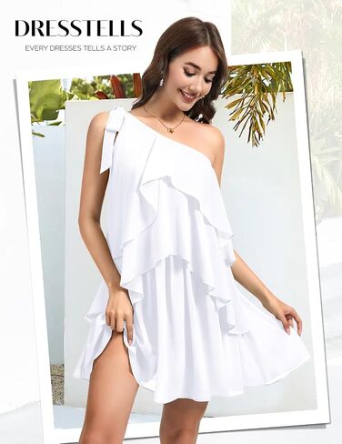 DRESSTELLS Women's Cocktail Party Dress for Wedding Guest, Summer Beach Vacation Aline Tiered Short Dresses in Saudi Arabia
