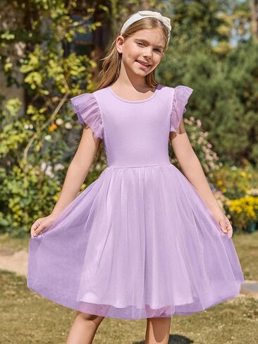 Haloumoning Girls Tulle Dress Kids Summer Backless Flower Girl Dress for Birthday Party 5-14Y in Kuwait