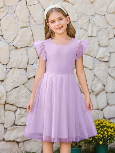 Haloumoning Girls Tulle Dress Kids Summer Backless Flower Girl Dress for Birthday Party 5-14Y in Kuwait