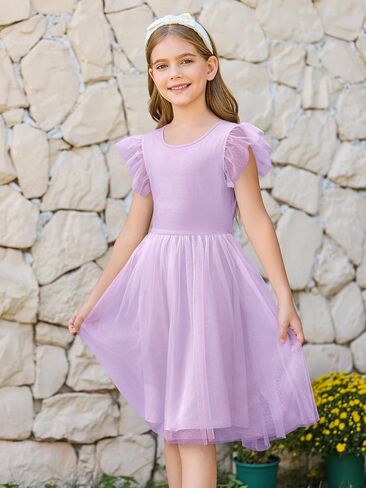 Haloumoning Girls Tulle Dress Kids Summer Backless Flower Girl Dress for Birthday Party 5-14Y in Kuwait