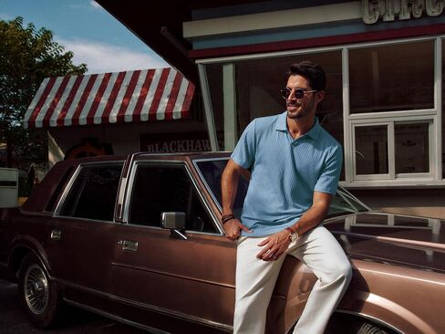 PJ PAUL JONES Mens Polo Shirts V Neck Textured Polo Shirt Quick-Dry Golf Shirts in Saudi Arabia
