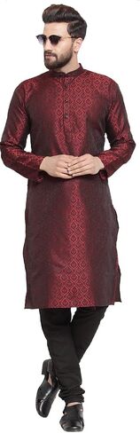 Maple Clothing Brocade Silk Men's Kurta Pajama Indian Wedding Party Wear in Saudi Arabia