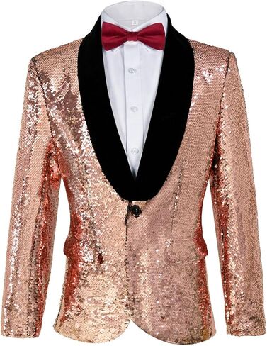 رجال السترة اللامعة للرجال بريق سهرة معدنية سترة الحفل حفل زفاف زر واحد in Kuwait