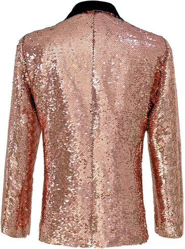 رجال السترة اللامعة للرجال بريق سهرة معدنية سترة الحفل حفل زفاف زر واحد in Kuwait