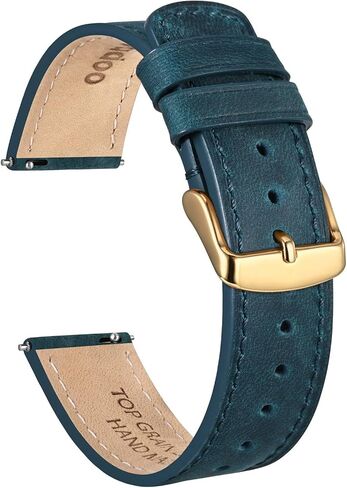 Ayadoo 18mm Top Grain Leather Watch Band， Camel Crazy Horse Leather Replacement Watch Strap with Silver Buckle， Quick Release in Saudi Arabia