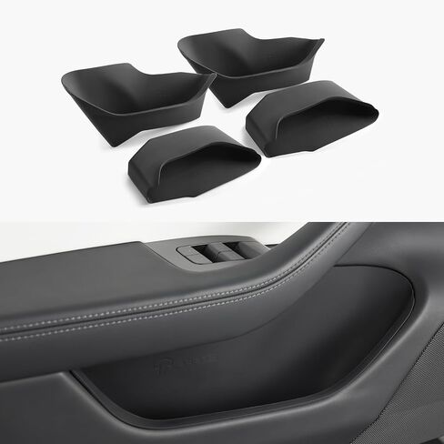 TPARTS Door Side Storage Box for Tesla Model 3 Highland 2024 2025+, Silicone Waterproof Tray Organizer Compartment, Tesla Interior Accessories Front Rear Door Handle Pocket Protectors Cover (Set of 4) in Saudi Arabia
