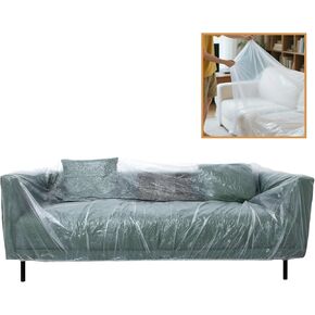 Plastic Couch Cover - Dustproof Furniture Covers for Chair, Loveseat and Sectional Couch Waterproof Stretchable Ideal for Moving, Renovating and Storage (118x35x27 Inch)