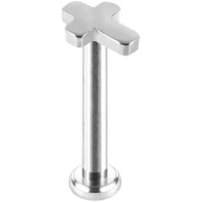Pierced Owl 16GA G23 Implant Grade Titanium Threadless Push In Cross Top Flat Back Labret Stud