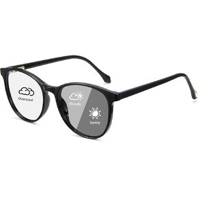 Cyxus Photochromic Glasses for Women Men UV Protection with Blue Light Blocking Retro Round Frame 8193