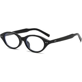 Gleyemor Fashion Oval Round Blue Light Glasses for Women Men, Vintage Stylish Clear Glasses Computer Glasses
