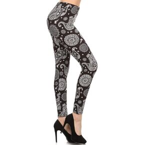 Leggings Depot Classic 1 inch Waistband Checkered & Animal Print Leggings for Women-Full Length-R521-3X5X