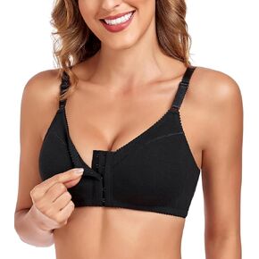 Lemorosy Women's Front Front Cotton Bra مريحة تغطية كاملة غير مبطنة غير مبطنة