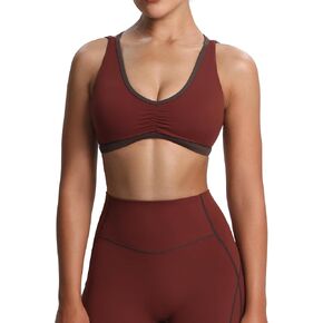 Aoxjox Women's Workout Sports Bras Fitness Backless Padded Rory Ruched Bra Yoga Crop Tank Top