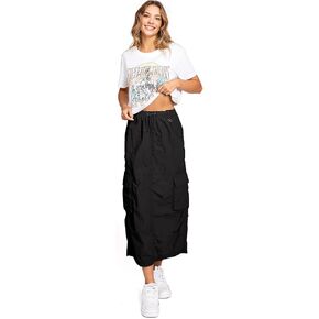 Love Tree Women's Juniors Light Nylon Parachute Skater Cargo Skirt, Small