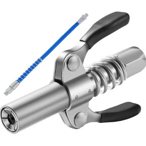 Grease Gun Coupler 1PCS with 6 Locking Jaw Strong Lock-on, 10000 PSI High Pressure Quick Release Grease, Compatible with All Grease Guns 1/8" NPT Grease Gun Nozzle Fittings