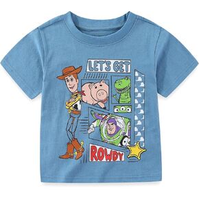 Disney Toy Story Woody and Buzz Lightyear Boys Short Sleeve T-Shirt for Toddler and Big Kids